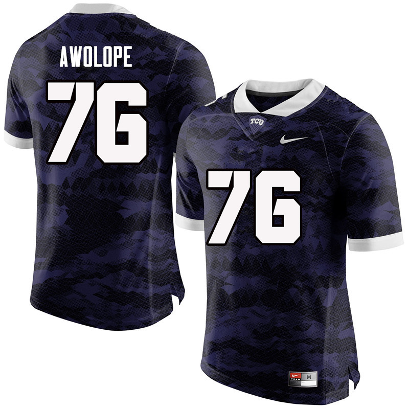 Men #76 Sam Awolope TCU Horned Frogs College Football Jerseys-Purple - Click Image to Close